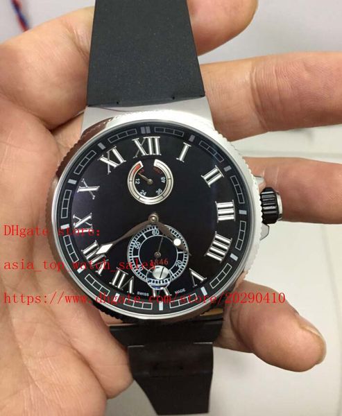 Topseller di alta qualità UN New Marine Manufacture Roma digital 266-67-3/43 45 mm Acciaio inossidabile Quadrante nero meccanico Orologio da uomo automatico