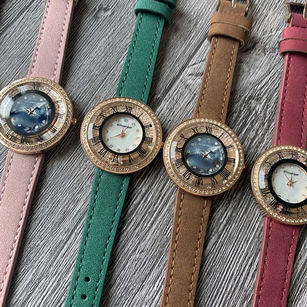 

fritillaria watch female diamond full dial diamond real belt women's watch fashion light luxury women's quartz watch, Slivery;brown