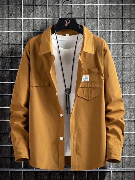 

men slogan patched detail shirt without pullover r5x4#, White;black