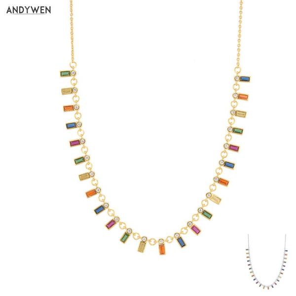 

chains andywen 925 sterling silver multi zircon charm long chain choker necklace women fashion jewelry party gift wedding
