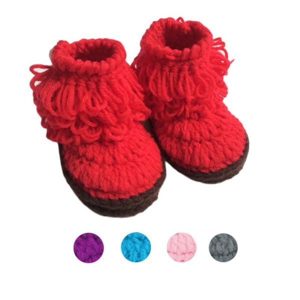 

1pair baby girls crochet handmade knit high-tall boots shoes for newborns kid footwear chaussures bebek ayakkabi q1