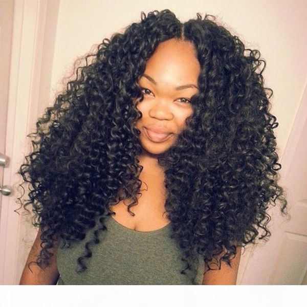

200% density kinky curly human hair lace front wig for black woman thick full lace human hair curly wig pre plucked afro curly full lace wig, Black;brown