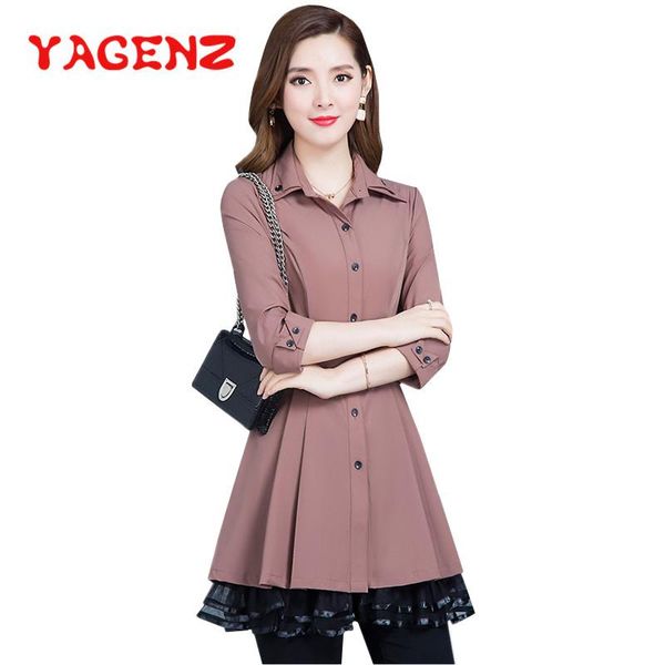 

yagenz lace тренчкот женщины весна осень одежда верхняя одежда женский тренда шинелях три четверти ветровка ропа mujer 644, Tan;black