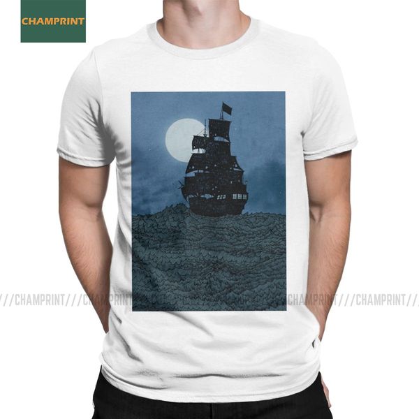

men t-shirts sailing under the moon vintage tees short sleeve sea boat sail ocean sailboat yacht t shirts sport hooded sweatshirt hoodie