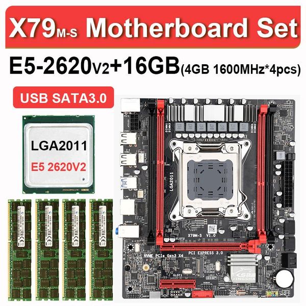 

ingshax79 m-s placa base de usb3.0 con xeon lga2011 e5 2620 v2 4x4gb = 16gb 1600mhz 12800r ddr3 ecc reg memoria m.2 ssd sata3.0