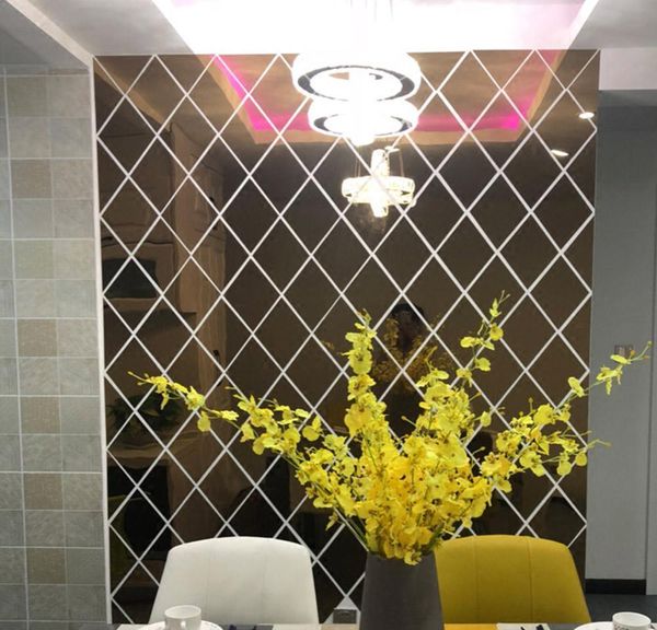 

diamond pattern mirror wall sticker diy living room decor 3d mirror wall stickers home decoration crafts diy accessory y200102 jlluwev