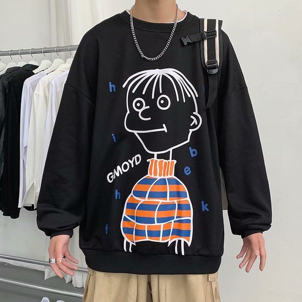 

sweatshirt 2021 male spring new winter released long sleeves around and female neck youth m-5xl npwg, Black