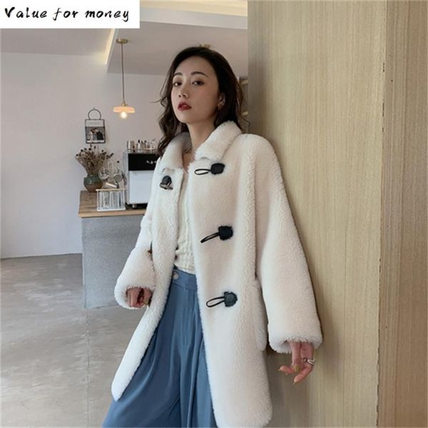 

wool 100% female jacket autumn winter coat women clothes 2021 real fur coat korean vintage sheep shearing abrigo mujer 3574, Black