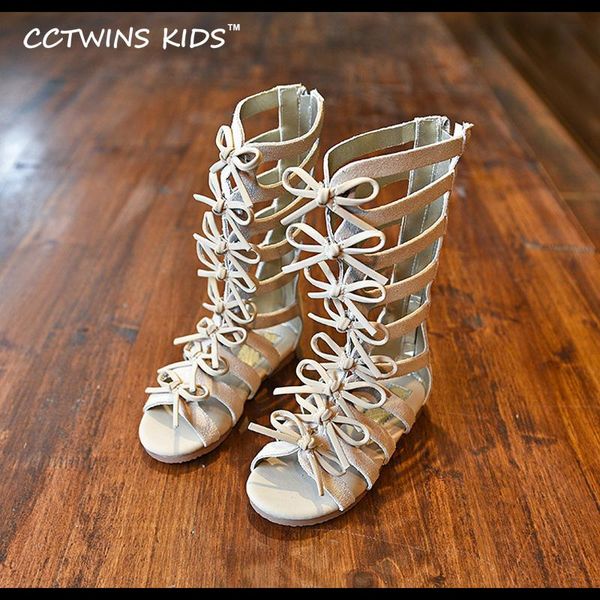 

sandals cctwins kids 2021 summer baby girl genuine leather knee high gladiator sandal kid fashion children beach lace up black shoe b414, Black;red
