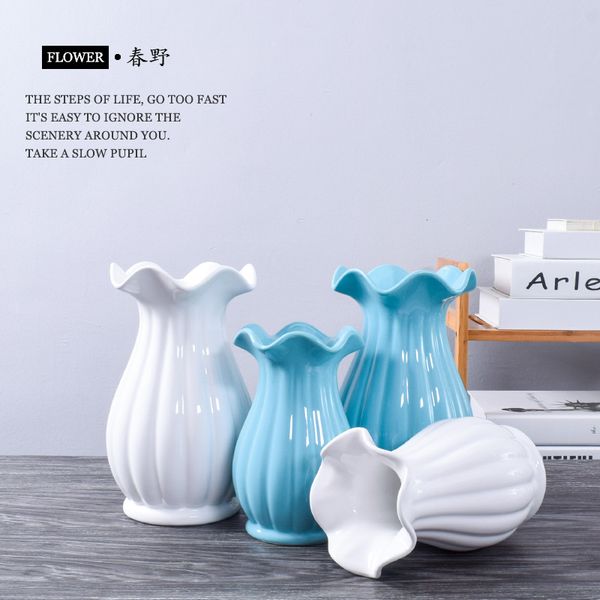 

home decoration porch white ceramic vase simple flowers dry flowers all over the sky container furnishings ornaments crafts