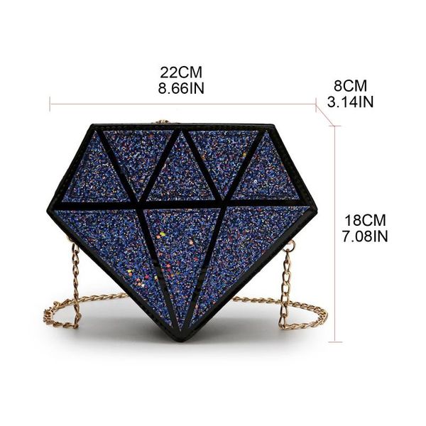 

fashion sequins diamond shape pu leather shoulder crossbody bag chain satchel y3ne