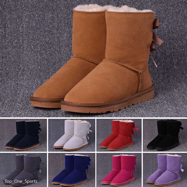 

2020 new womens snow boots ankle short half bow fur for keep warm winter platform shoes australian girls' short boot dxwt#