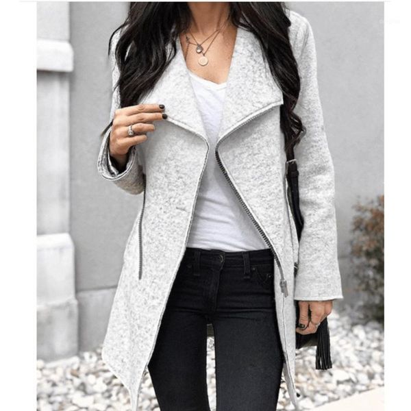 

2020 new women slim zipper slim outerwear zippers fashion patchwork coats female warm winter autumn irregular overcoats clothes1, Black;brown