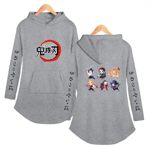 

2021 new women hoodie anime demon slayer kiu no yaiba hooded coat fashion girls kamado nezuko long hoodies sweatshirts clothes yxj7, Black