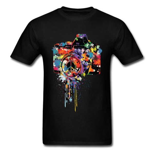 

discount trip paint dslr 35mm rainbow camera short sleeve crew neck cotton men's europe hoodie designers t shirts sweatshirt
