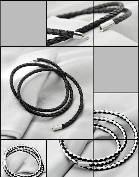 

mens leather bangle bracelets black/brown mesh magnetic stainless steel clasp double wrap wristband beautiful tita bbyywb bde_home, Golden;silver