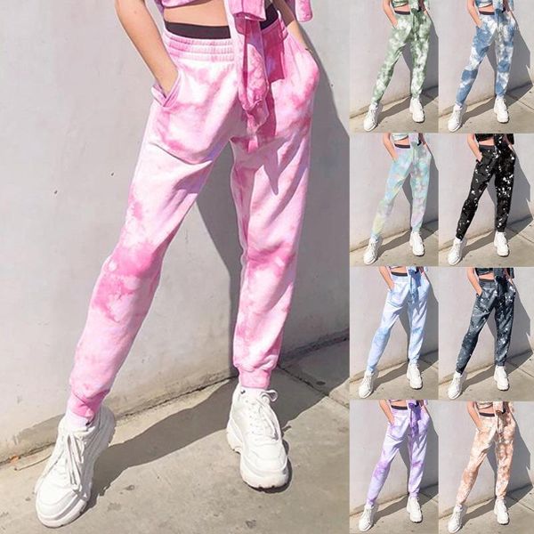 

women's pants & capris hippie for women tie dye sweatpants elastic high waist baggy hip casual loose lady fashion pink1, Black;white