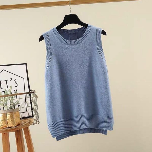 

2020 осень и зима новый жилет женская зимняя корейский колледж стиль вязаный жилет жилет свитер сплошной o выреза без рукавов sqcxrw pp2006, White;black