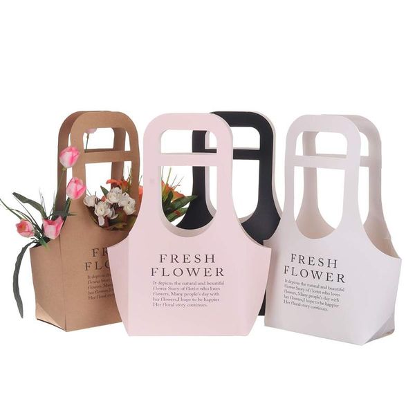 

gift wrap 10pcs kraft paper bags flower box with handle bouquet florist packing valentine's day rose boxes party decoration