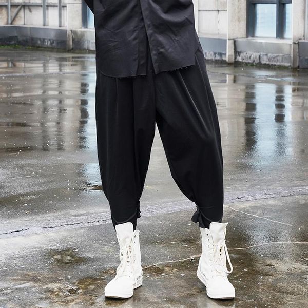 

men's pants m-l2021 autumn trend wild loose cropped trousers hair stylist handsome youth dark casual men., Black