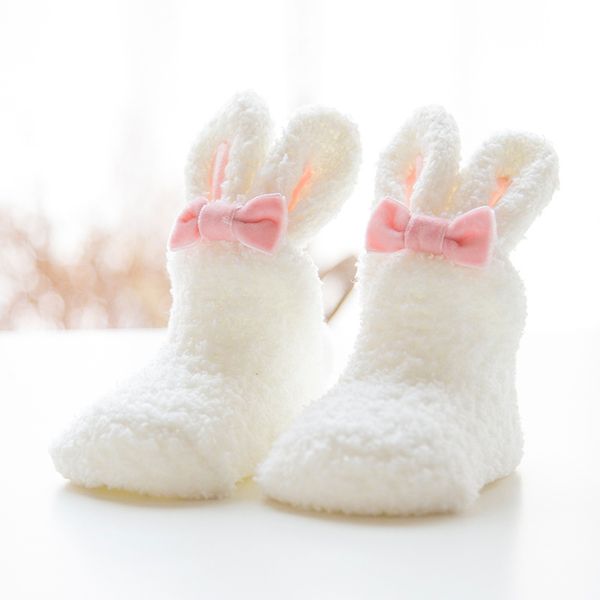 

winter coral fleece baby girls socks newborn soft cute rabbit baby socks thickening soft cute bunny ear s and  y201009, Pink;yellow