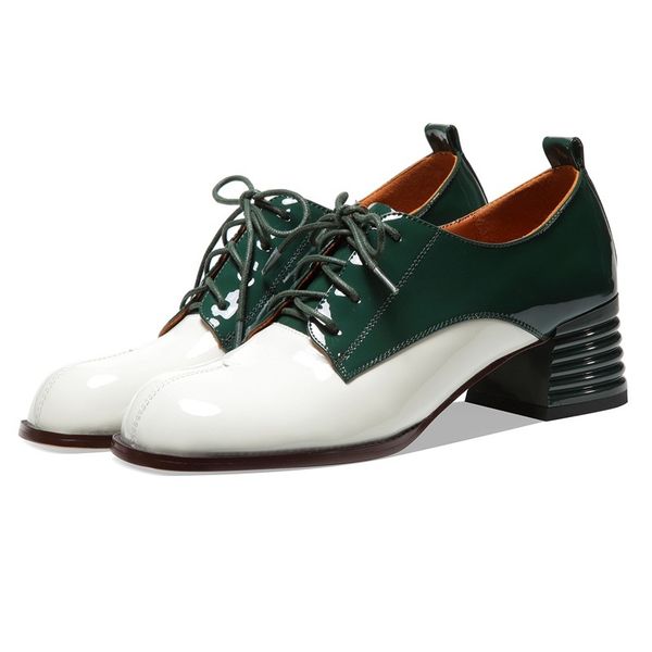 

2021 female new spring genuine leather high toe heels white lace up woman size 34-42 party shoes lntu, Black