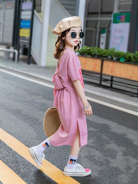 Vestido de manga corta para niñas, novedad de verano 2020, vestido de verano para niños, vestido informal coreano de algodón de algodón extranjero LJ200921