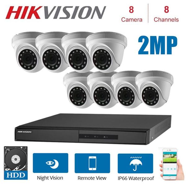

1080p 8channels hikvision surveillance kits with 2mp 4 in 1 hd camera netwerk indoor night vision cctv security system kits