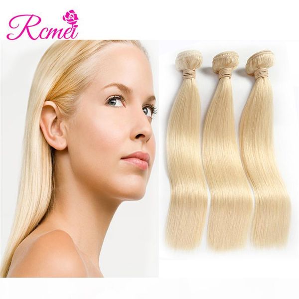 

rcmei 100% human hair extensions #613 blonde straight hair wefts brazilian virgin hair bundles 3pcs lot 10-30inch ing, Black