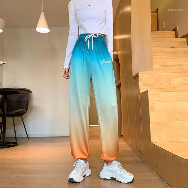 

running pants loose joggers yoga wide leg sweatpants women trousers tie dye plus size high waist streetwear casual pant1, Black;blue