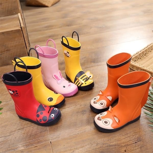 

children' rain for boys girls rubber boots 2020 cute kids new animal print non-slip fashion waterproof baby water shoes c1002, Black;grey