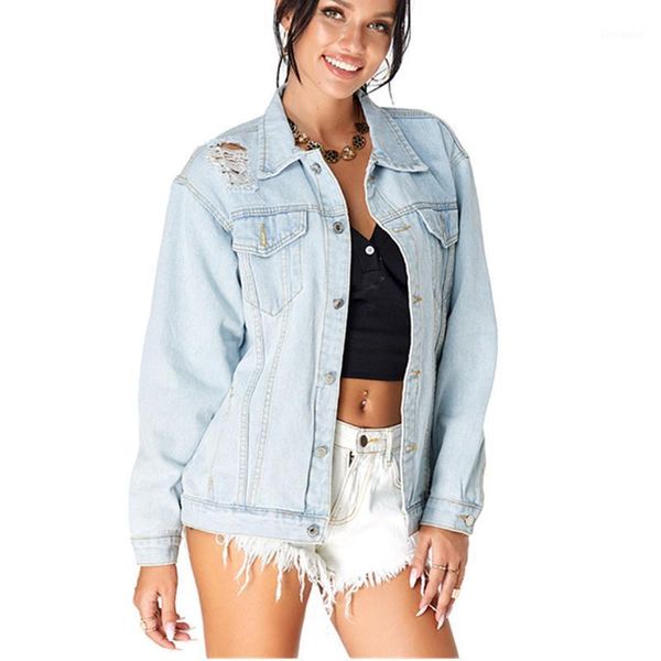 

short denim jacket women's 2021 spring autumn fashion new style ripped holes europe and america long-sleeved loose trendy1, Black;brown