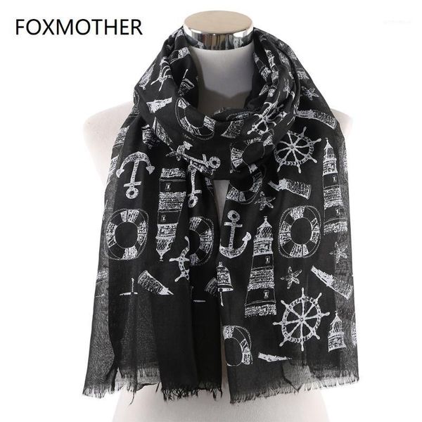 

scarves foxmother white blue nautical theme scarfs anchor yacht suit accessory icons wheel print sailor sea ocean1, Blue;gray