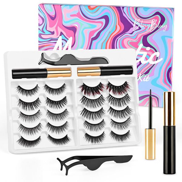 

10 pairs of magnet eyelash makeup eyelashes magnetic eyelash eyeliner eyelash curler easy to wear thick false eyelashes