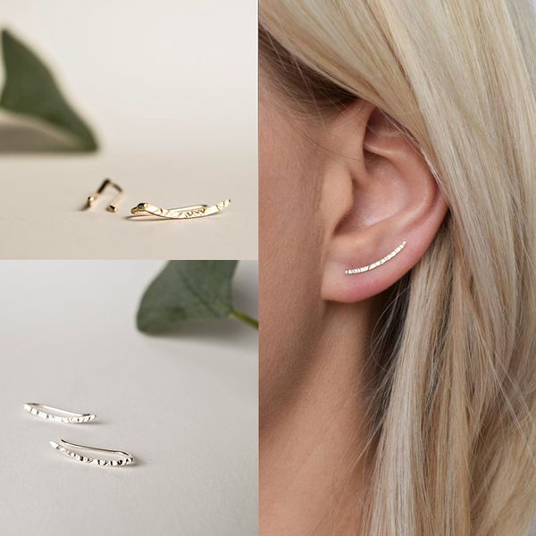 

925 silver гусеничной манжета ушей уха альпинист - избитые серьги для женщин, Black