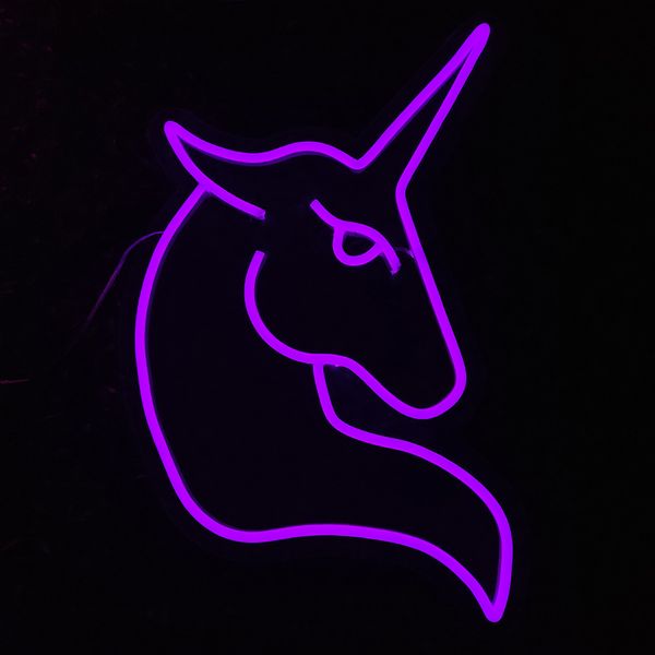 Insegna con unicorno Illuminazione natalizia Ragazza Decorazioni per la casa Bar Luoghi pubblici Luce al neon fatta a mano 12 V Super luminosa