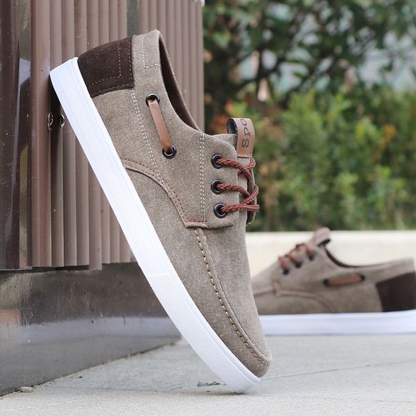 

summer men shoes lace-up comfortable breathable canvas casual shoes men sneakers wear resistant flat shoes man y200106, Black
