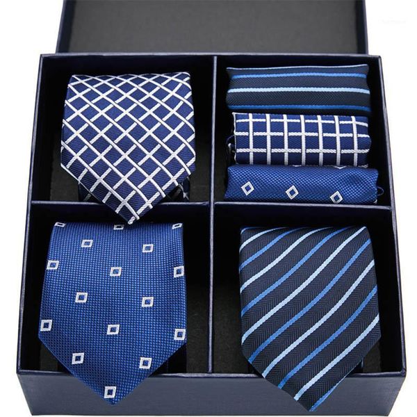 

vangise silk men's tie set ties & handkerchiefs set men's wedding party business tie fashion necktie 7.5cm1, Black;gray