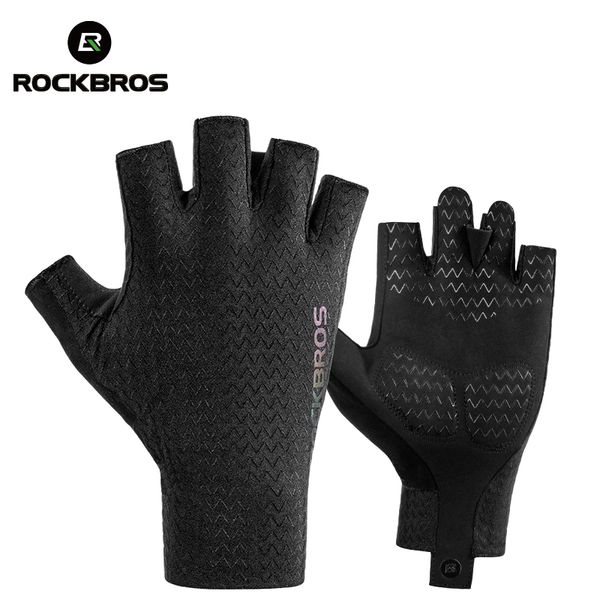 

rockbros cycling gloves autumn spring mtb bike gloves sbr pad half finger bicycle goves men women breathable shockproof gloves 201021, Blue;gray