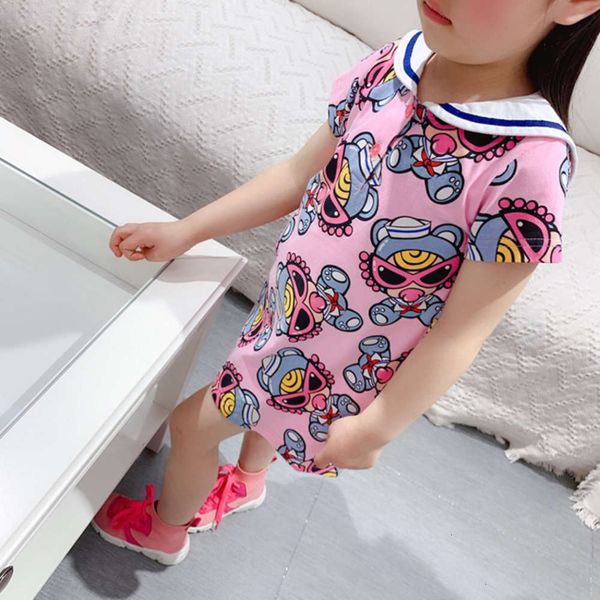 

new 2021 summer product girls' short sve fashion brand drs baby girl pacifier cartoon print children's skirt, Red;yellow
