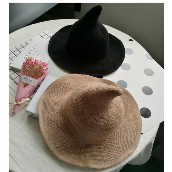 

wide brim hats halloween witch hat men's women wool knit fashion solid foldable breathable funny girlfriend gifts z0803, Blue;gray