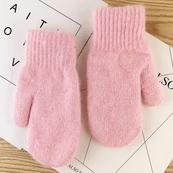 

full finger women warm gloves korean version solid color simple winter female gloves soft girls mittens, Blue;gray