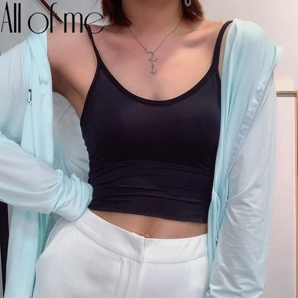 

women smooth ice silk kaka soft feeling tank crop seamless breathable comfortable camisole for girls female lingerie1, Black;white