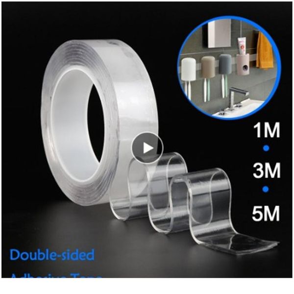 

2020 tape reusable double sided adhesive nano traceless tape removable sticker washable adhesive loop disks tie glue wa wmthdp, Brown