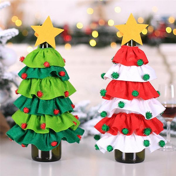 

2020 navidad gift christmas wine bottle cover christmas decorations for home santa claus ornament table decor