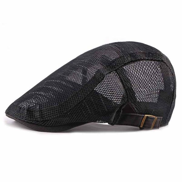 

berets breathable mesh summer hat sboy beret ivy cap cabbie flat adjustable leisure mens, Blue;gray