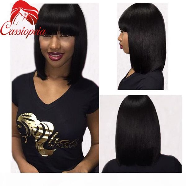 

бразильский 8а класса боб парик с челкой полный шнурок фронта шнурка короткие шелковистой прямой боб парик virgin парик человеческих волос 1, Black;brown