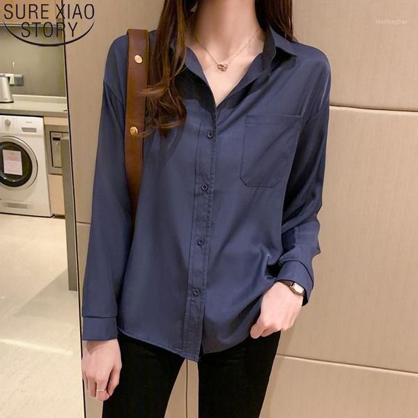 

office lady collar fashion women autumn shirts women blouses blusas mujer de moda 2020 loose korean clothing 106141, White