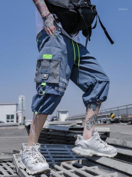 

leisure seven minutes cargo pants 2020 summer new casual pants teenagers popular logo multi-pocket fitness sports1, White;black