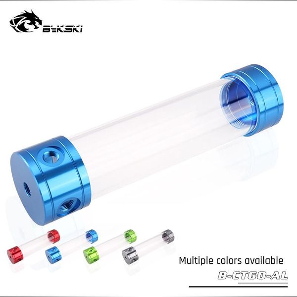 

bykski b-ct60-al, 60mm cylinder reservoirs, aluminum alloy cover acrylic body, 60mm diameter 100/150/200/260mm length